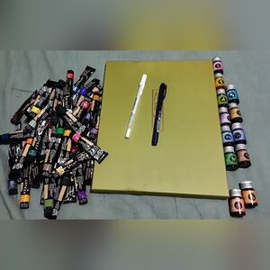 Kuretake Gansai Tambi watercolor set, arteza gouache tombow pen white jelly roll